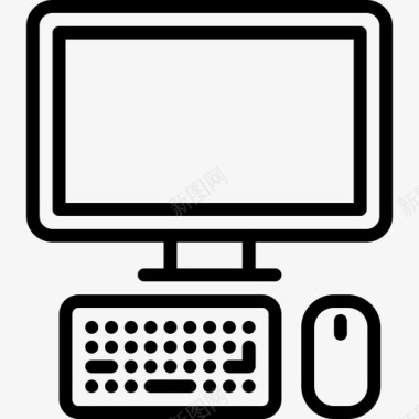 电脑装置玩电子游戏线性图标图标
