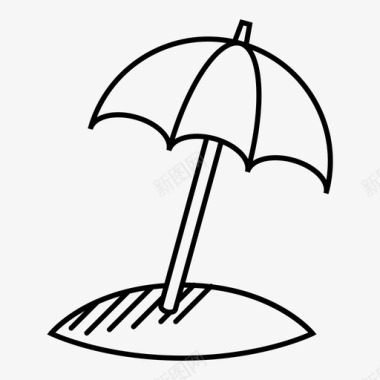 伞海滩夏天图标图标