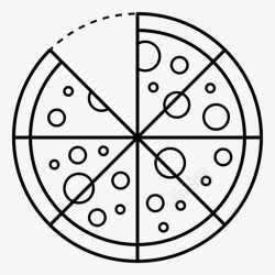 披萨切片披萨八分之七除法分数图标高清图片