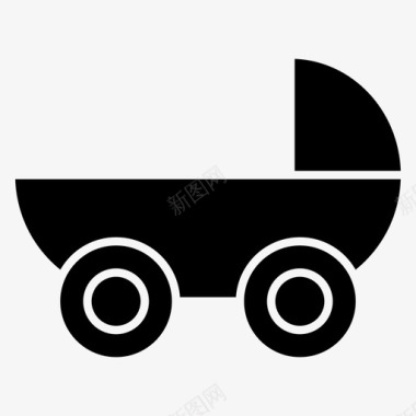婴儿车婴儿推车婴儿实心图标图标