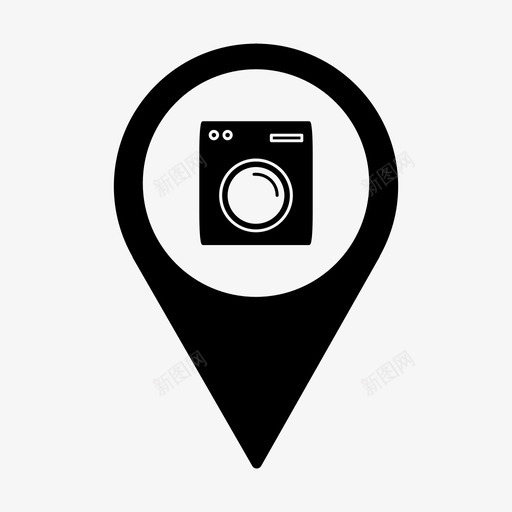 洗衣服务位置地图pin图标svg_新图网 https://ixintu.com pin点 位置 占位符 地图pin 洗衣服务 洗衣机
