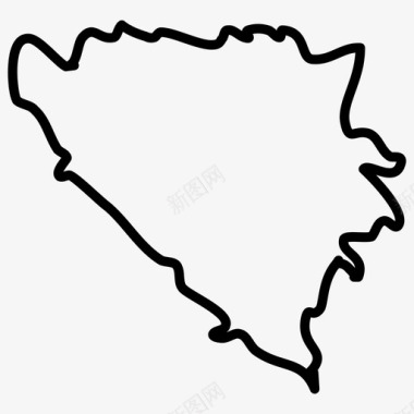 波斯尼亚地图波黑欧洲国家地图薄图标图标