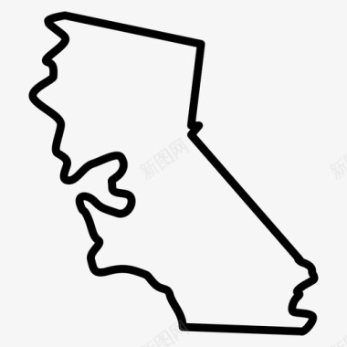 加州加州地图美国各州地图薄图标图标