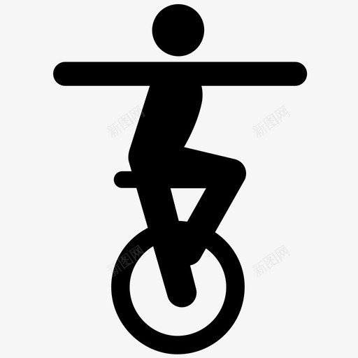 独轮车自行车马戏团图标svg_新图网 https://ixintu.com 乐趣 独轮车 自行车 表演者 轮子 马戏团