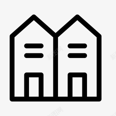 联排别墅住宅建筑线图标图标