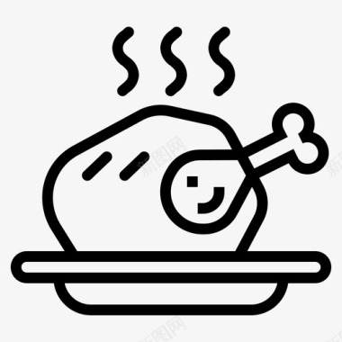 烤鸡油炸餐图标图标