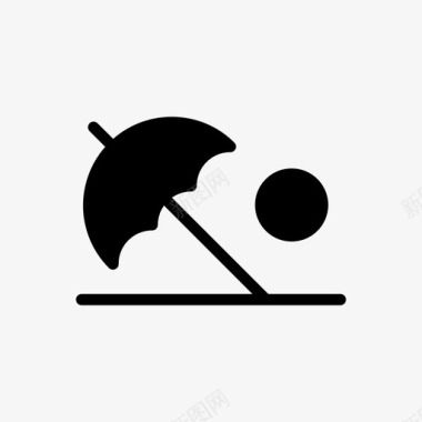 雨伞海滩气候图标图标