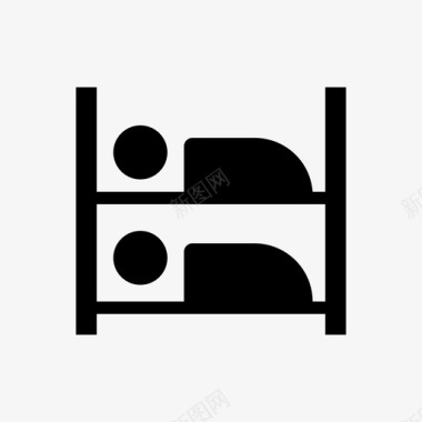 双人床双层床酒店图标图标