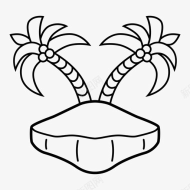 热带岛屿荒岛棕榈树图标图标