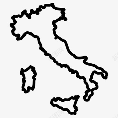 意大利地图欧洲国家地图薄图标图标