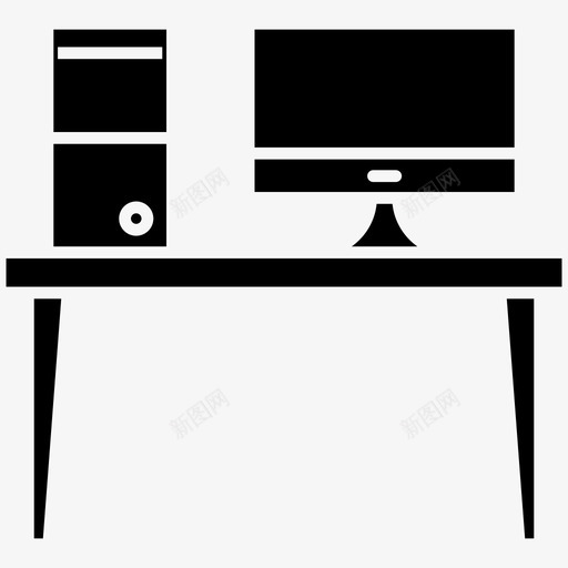 办公桌电脑显示器图标svg_新图网 https://ixintu.com 办公室 办公桌 办公用品 显示器 桌子 电脑