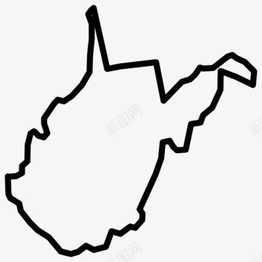 西弗吉尼亚西弗吉尼亚地图美国各州地图薄图标图标