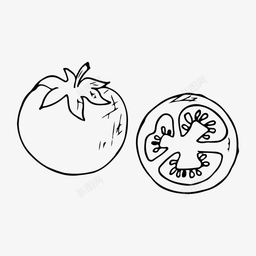 樱桃番茄饮食食物图标svg_新图网 https://ixintu.com 手绘 樱桃番茄 素描 蔬菜 食物 饮食