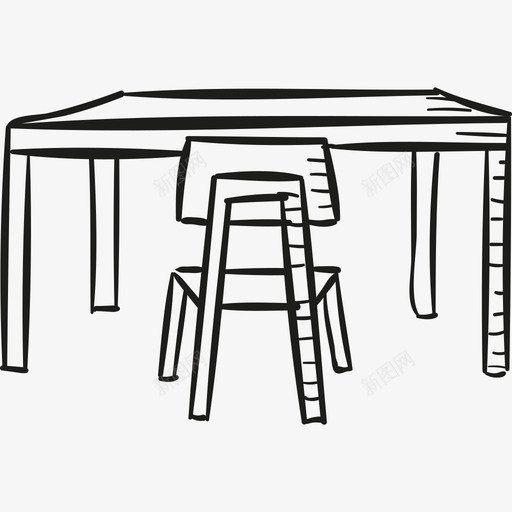 带椅子的书桌教育用品家居用品图标svg_新图网 https://ixintu.com 家居用品 带椅子的书桌 教育用品