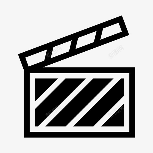 板岩快板电影石板图标svg_新图网 https://ixintu.com 制作 好莱坞 媒体 快板 板岩 电影和电影它的放映时间实线图标 电影石板