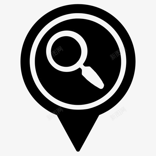 定位针放大镜地图针图标svg_新图网 https://ixintu.com 地图针 定位针 搜索 搜索引擎优化网络营销 放大镜
