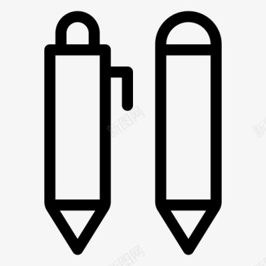钢笔和铅笔写字办公线图标图标