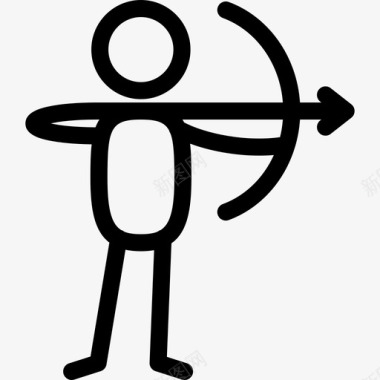 弓箭手带弓运动套装直线型图标图标