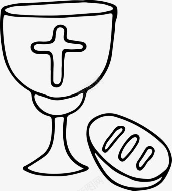 葡萄酒和面包基督教信仰图标图标