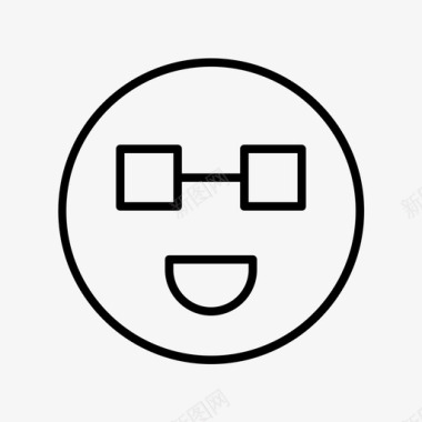 眼镜快乐表情线图标图标