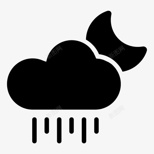 夜间天气云预报图标svg_新图网 https://ixintu.com 云 夜间天气 雨 预报