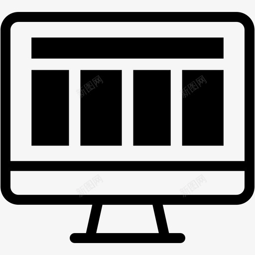 布局列计算机图标svg_新图网 https://ixintu.com 列 布局 桌面 界面 监视器 计算机 计算机混合