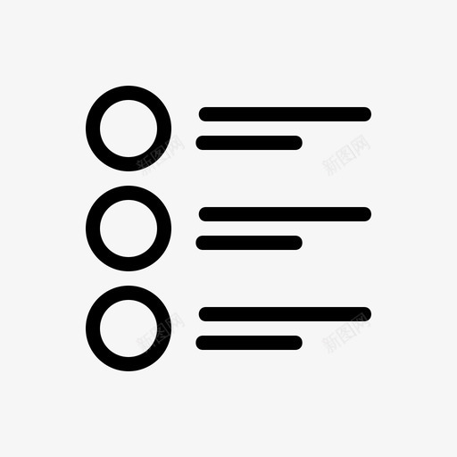 列表应用程序项目符号列表图标svg_新图网 https://ixintu.com 列表 应用程序 简单的线图标 网格 菜单 选项 项目符号列表