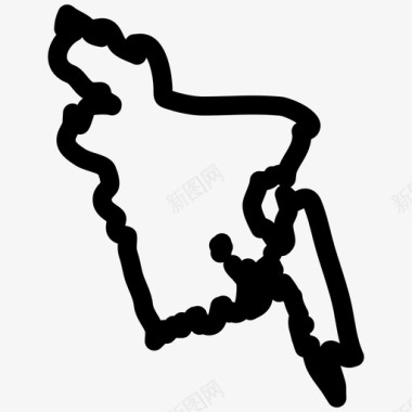 孟加拉国地图亚洲国家地图轮廓图标图标