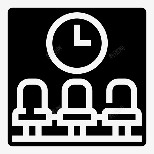 候机厅长凳钟表图标svg_新图网 https://ixintu.com 候机厅 候机室 机场标牌牢固 钟表 长凳