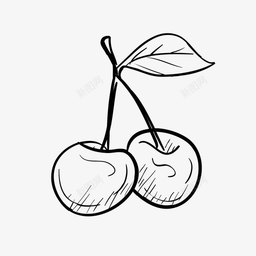 樱桃美味水果图标svg_新图网 https://ixintu.com 健康 手绘水果 樱桃 水果 美味