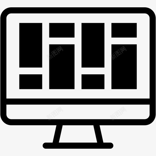 布局列计算机图标svg_新图网 https://ixintu.com 列 布局 桌面 界面 监视器 计算机 计算机混合