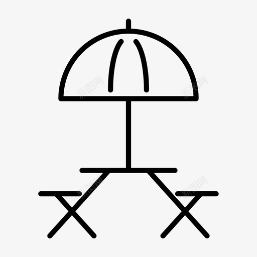 野餐桌自然户外图标svg_新图网 https://ixintu.com 夏季 户外 木制 自然 野餐桌 雨伞