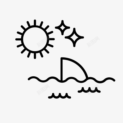 鲨鱼沙滩大海图标svg_新图网 https://ixintu.com 夏日 夏日的氛围 大海 沙滩 阳光 鲨鱼