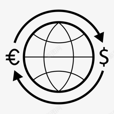 兑换欧元全球商业图标图标