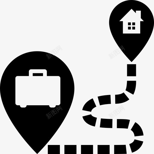 工作到家房子地图图标svg_新图网 https://ixintu.com 别针 别针和旗帜 地图 工作到家 房子 路线