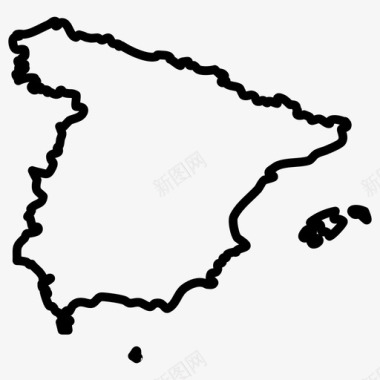 西班牙地图欧洲国家地图薄图标图标