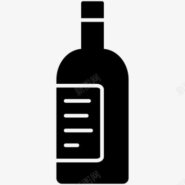威士忌瓶葡萄酒葡萄酒和啤酒固体图标图标