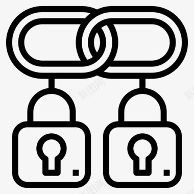 链接和安全块区块链图标图标