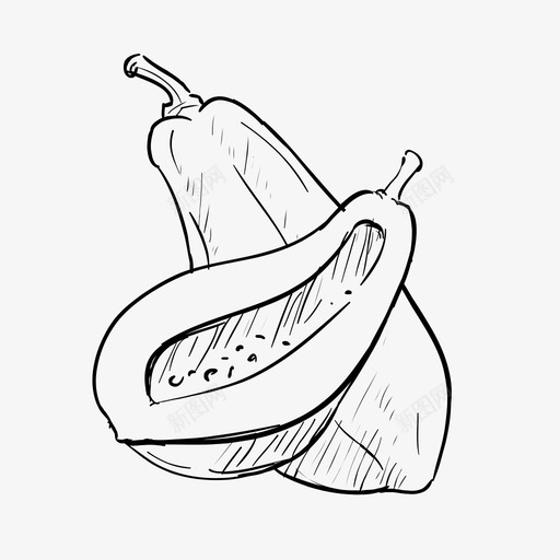 木瓜美味水果图标svg_新图网 https://ixintu.com 健康 手绘水果 木瓜 木瓜素描 水果 美味