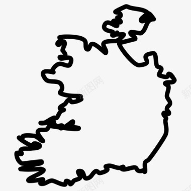 爱尔兰地图欧洲国家地图薄图标图标