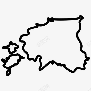 爱沙尼亚地图欧洲国家地图薄图标图标