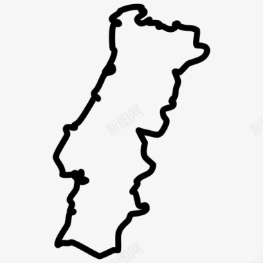 葡萄牙地图欧洲国家地图薄图标图标