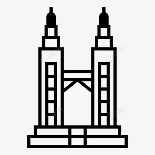 马石油双子塔建筑地标图标svg_新图网 https://ixintu.com 地标 地标世界漫游线图标集 建筑 摩天大楼 马来西亚 马石油双子塔