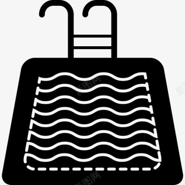 游泳池酒店波浪图标图标