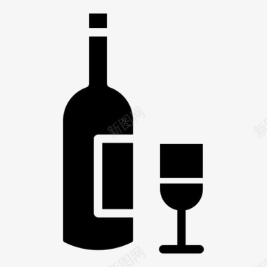 葡萄酒酒瓶酒杯图标图标