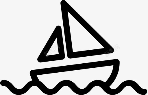 帆船划船水图标图标