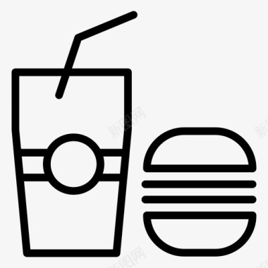 汉堡杯子饮料图标图标