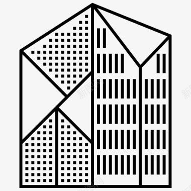 几何现代建筑城市未来派图标图标