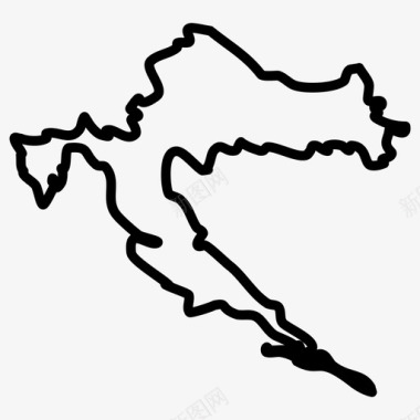 克罗地亚地图欧洲国家地图薄图标图标