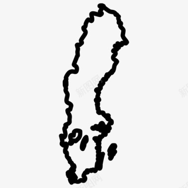 瑞典地图欧洲国家地图薄图标图标